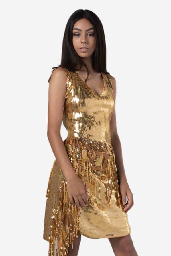 Gold night party dress